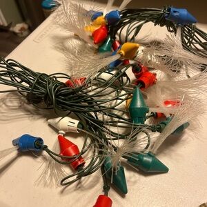 Vintage Christmas lights that work see pictures and a dainty glass Xmas ornament